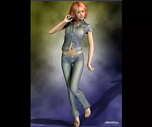 3d宝贝穿着牛仔
